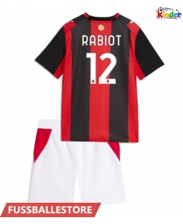 Günstige AC Milan Adrien Rabiot #12 Heimtrikotsatz Kinder 2026-27 Kurzarm (+ Kurze Hosen)
